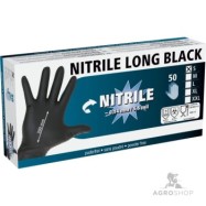 Vienreizlietojamie cimdi melni Nitrile Long Black 6.5-7/S, 50gab