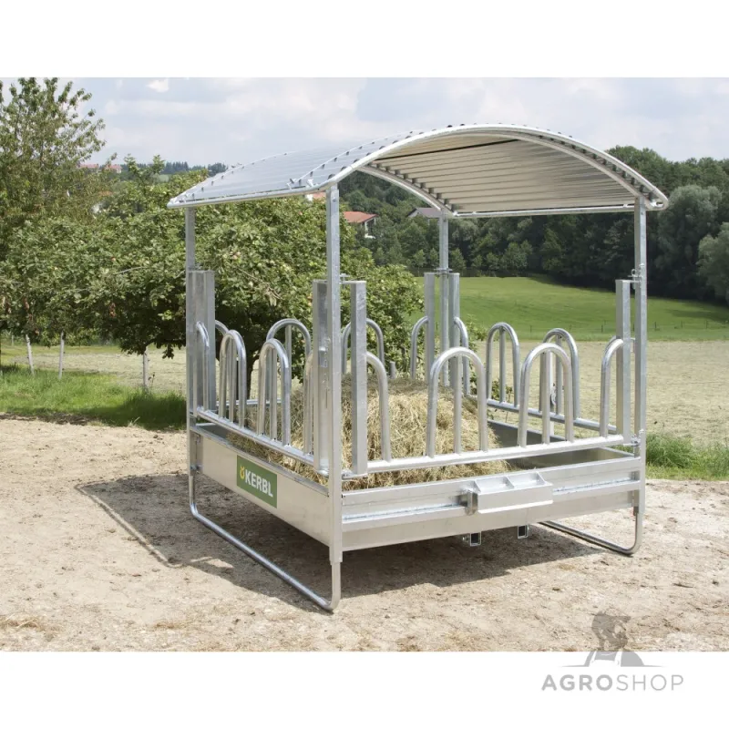 Kvadrātveida ruļļu siena barotava ar palisādes režģi 2 x 2 m