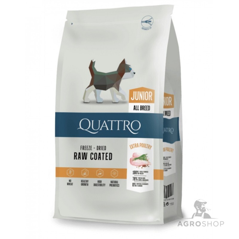 Suņu barība QUATTRO Junior ar mājputnu gaļu 7 kg