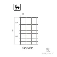 Savvaļas dzīvnieku žogs ForestNet L, acs 30×15–20 cm, 1,50×50 m