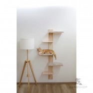 Wall-Mtd Cat Tree Timber f. Cats, natural/grey