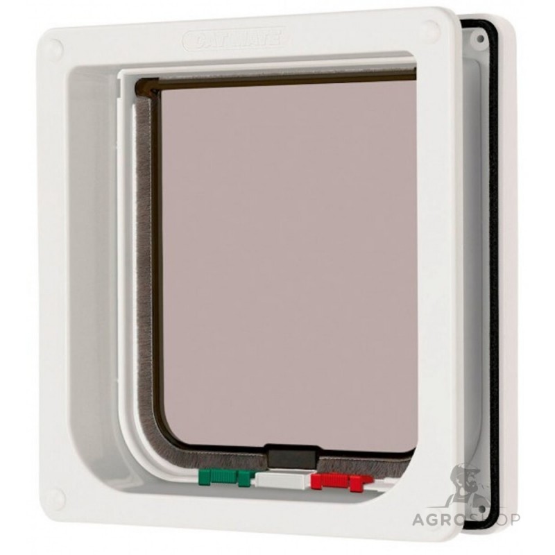 Cat Mate 4-way locking cat flap w. door liner 50mm, white