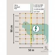 Elektriskā gana tīkls ClassicNet aitām 0,9x50m, stabi ar balstu