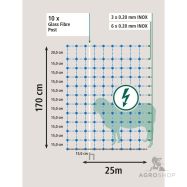 Elektriskā gana žoga tīkls AKO OviNet 170 vilku kontrolei 1,70×25 m ar kājas balstu